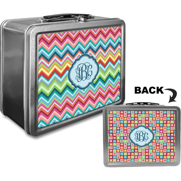 Retro Chevron Monogram Custom Lunch Box / Tin Approval