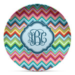 Retro Chevron Monogram Microwave Safe Plastic Plate - Composite Polymer (Personalized)