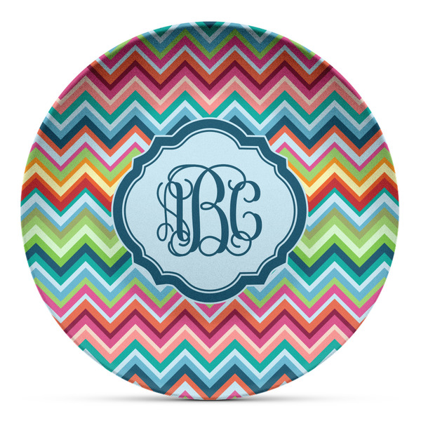 Custom Retro Chevron Monogram Microwave Safe Plastic Plate - Composite Polymer (Personalized)