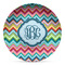 Retro Chevron Monogram Microwave Safe Plastic Plate - Composite Polymer (Personalized)