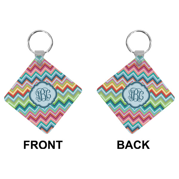 Retro Chevron Monogram Diamond Keychain (Front + Back)
