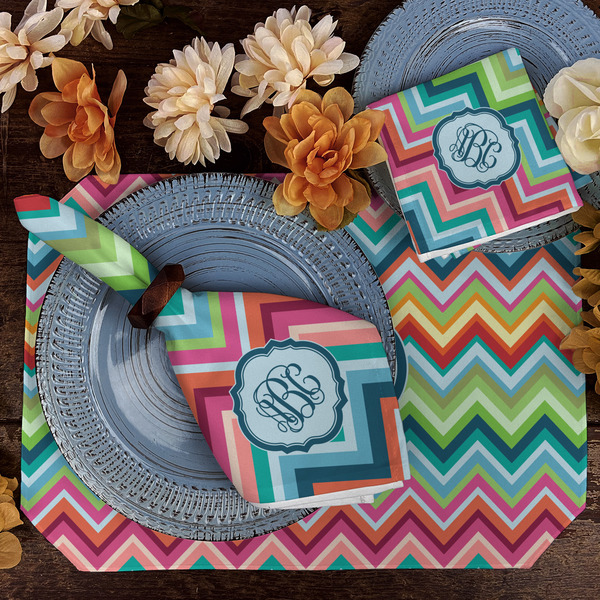 Retro Chevron Monogram Dining Set