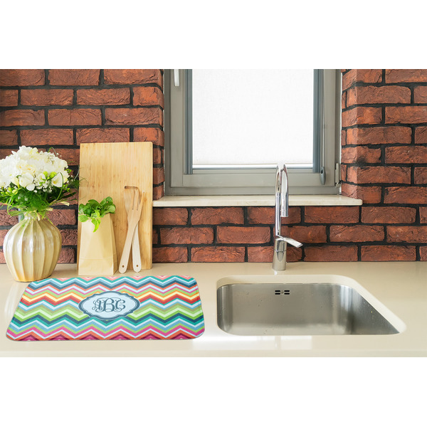 Retro Chevron Monogram Dish Drying Mat - LIFESTYLE 2
