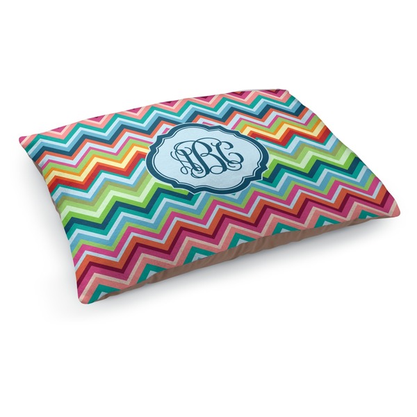 Custom Retro Chevron Monogram Dog Bed - Medium