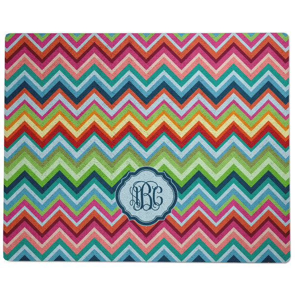 Retro Chevron Monogram Dog Food Mat - Large without Bowls
