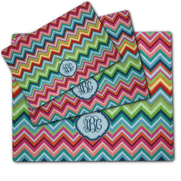 Retro Chevron Monogram Dog Food Mat - MAIN (sm, med, lrg)