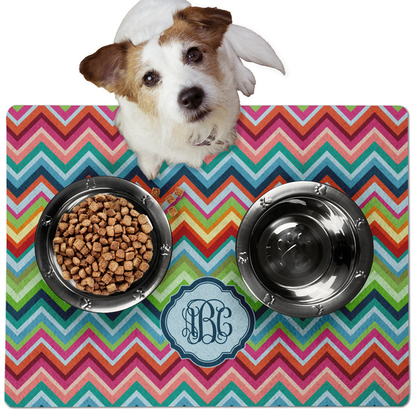 Retro Chevron Monogram Dog Food Mat - Medium LIFESTYLE