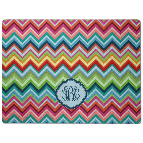 Retro Chevron Monogram Dog Food Mat - Medium without bowls