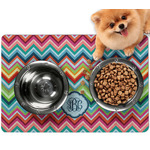 Retro Chevron Monogram Dog Food Mat - Small
