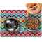 Retro Chevron Monogram Dog Food Mat - Small
