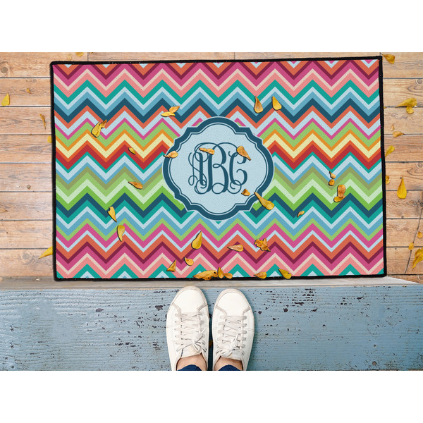 Retro Chevron Monogram Door Mat - LIFESTYLE (Med)