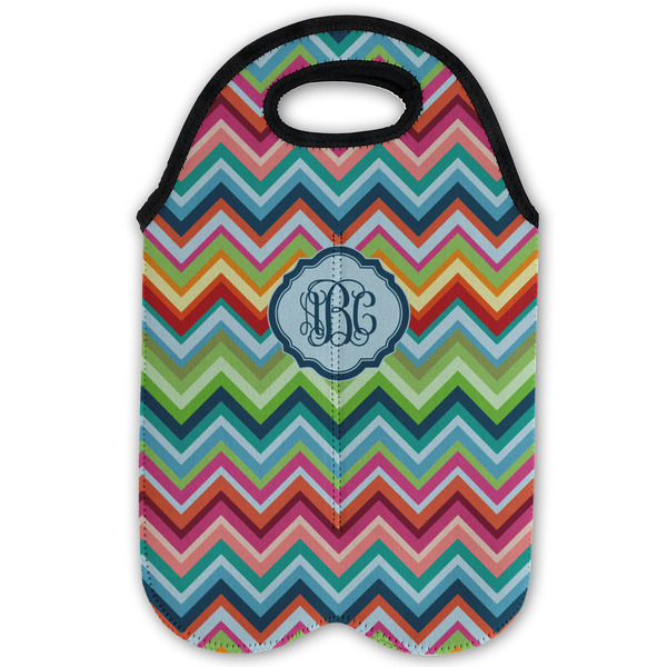 Retro Chevron Monogram Double Wine Tote - Flat (new)