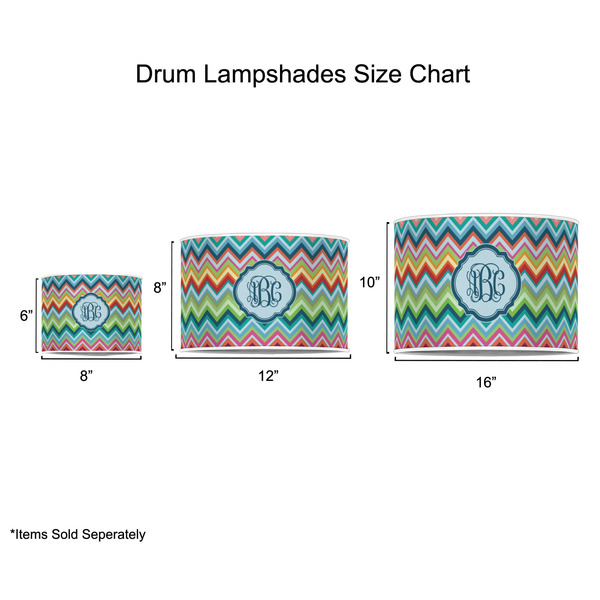 Retro Chevron Monogram Drum Lampshades - Sizing Chart