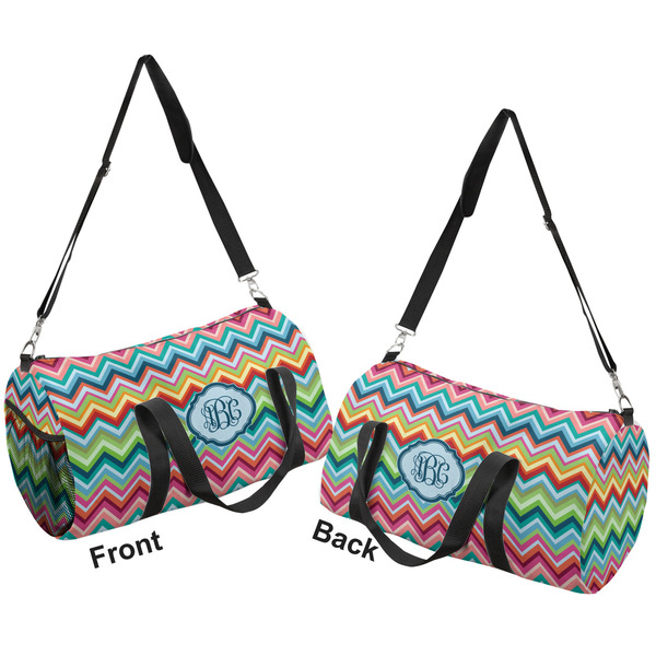 Retro Chevron Monogram Duffle bag small front and back sides