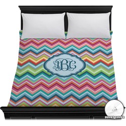 Retro Chevron Monogram Duvet Cover - Full / Queen (Personalized)