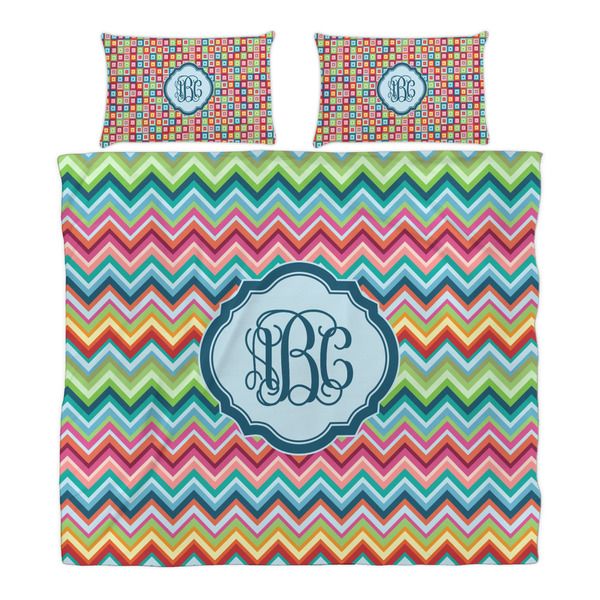 Retro Chevron Monogram Duvet Cover Set - King - Alt Approval