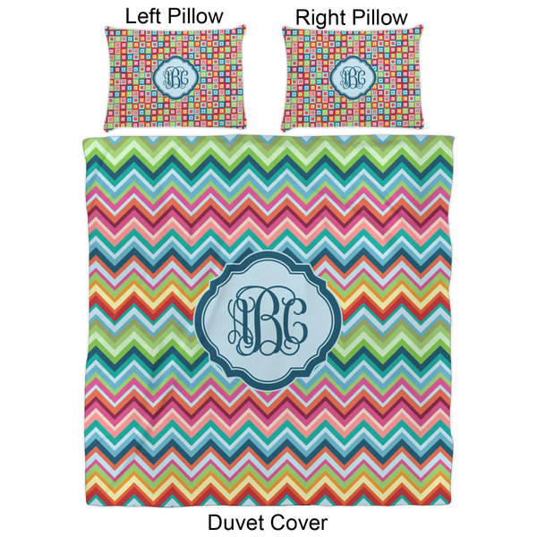 Retro Chevron Monogram Duvet Cover Set - Queen - Approval