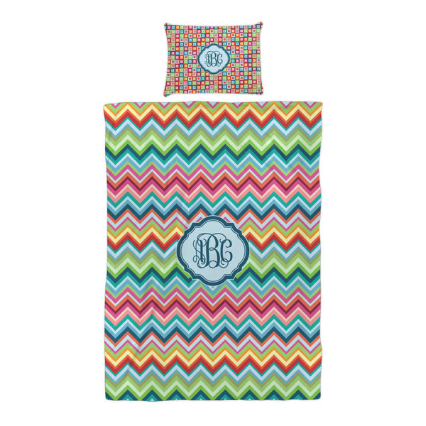 Retro Chevron Monogram Duvet Cover Set - Twin XL - Alt Approval