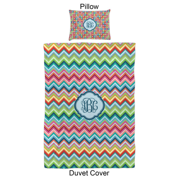 Retro Chevron Monogram Duvet Cover Set - Twin XL - Approval