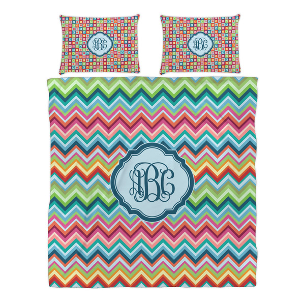 Retro Chevron Monogram Duvet cover Set - Queen - Alt Approval