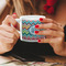Retro Chevron Monogram Espresso Cup - 6oz (Double Shot) LIFESTYLE (Woman hands cropped)