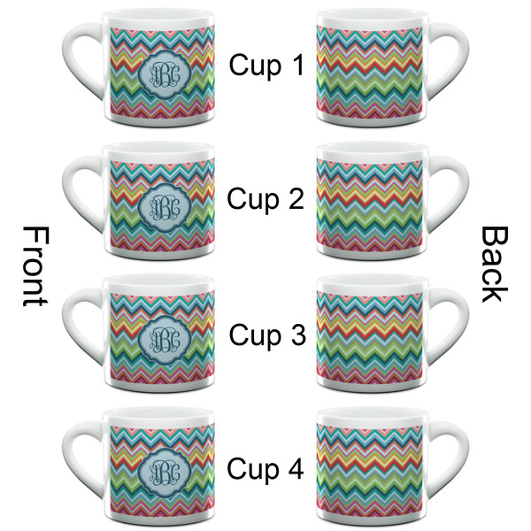 Retro Chevron Monogram Espresso Cup - 6oz (Double Shot Set of 4) APPROVAL