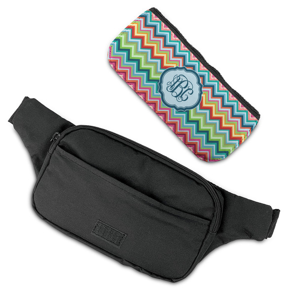 Retro Chevron Monogram Fanny Packs - FLAT (flap off)