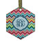 Retro Chevron Monogram Flat Glass Ornament - Hexagon