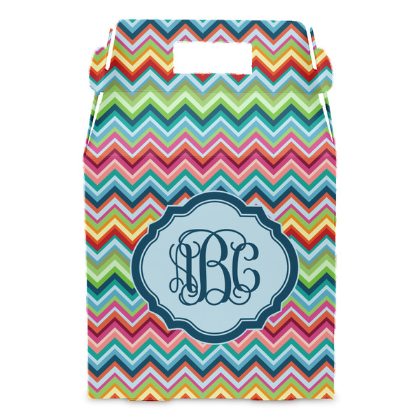 Retro Chevron Monogram Gable Favor Box - Front