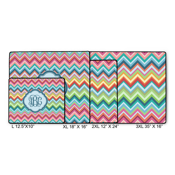 Retro Chevron Monogram Gaming Mats - SIZE CHART