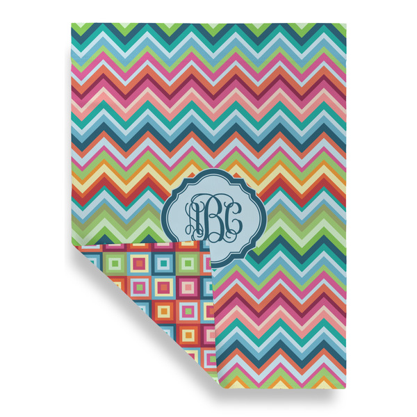 Retro Chevron Monogram Garden Flags - Large - Double Sided - FRONT FOLDED