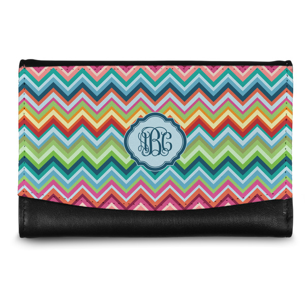 Custom Retro Chevron Monogram Genuine Leather Women's Wallet - Small