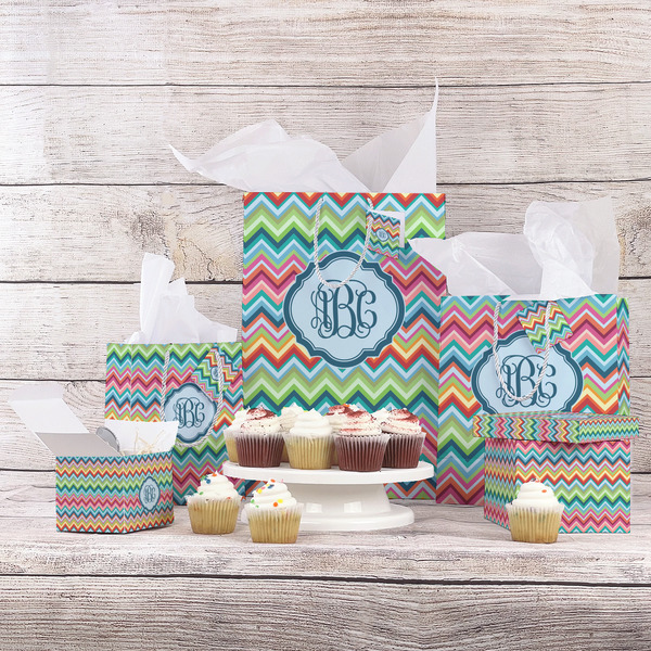 Retro Chevron Monogram Gift Bags - In Context