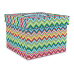 Retro Chevron Monogram Gift Box with Lid - Canvas Wrapped - Large