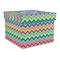 Retro Chevron Monogram Gift Boxes with Lid - Canvas Wrapped - Large - Front/Main