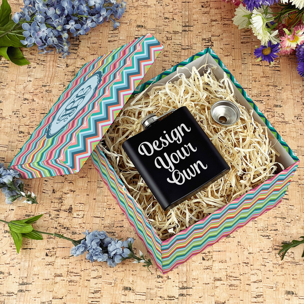 Retro Chevron Monogram Gift Boxes with Lid - Canvas Wrapped - Large - In Context