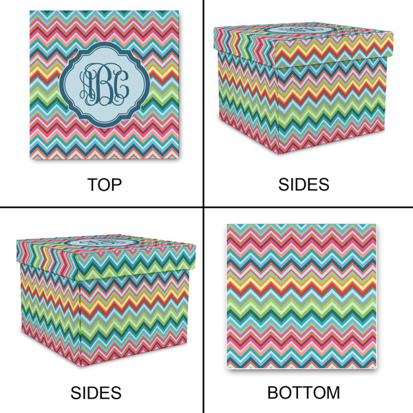 Retro Chevron Monogram Gift Boxes with Lid - Canvas Wrapped - Medium - Approval