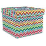Retro Chevron Monogram Gift Box with Lid - Canvas Wrapped - X-Large