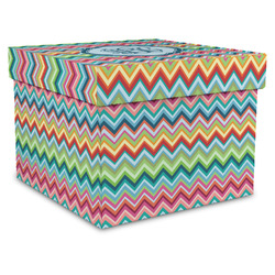 Retro Chevron Monogram Gift Box with Lid - Canvas Wrapped - X-Large