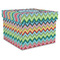 Retro Chevron Monogram Gift Boxes with Lid - Canvas Wrapped - XX-Large - Front/Main
