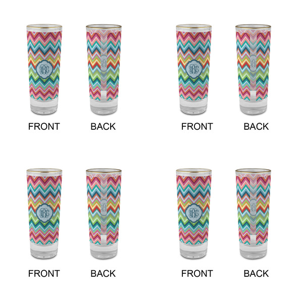 Retro Chevron Monogram Glass Shot Glass - 2 oz - Set of 4 - APPROVAL