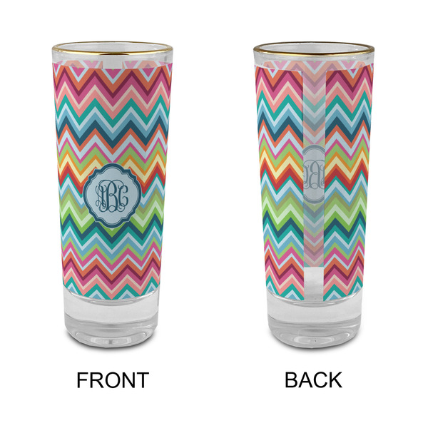 Retro Chevron Monogram Glass Shot Glass - 2 oz - Single - APPROVAL