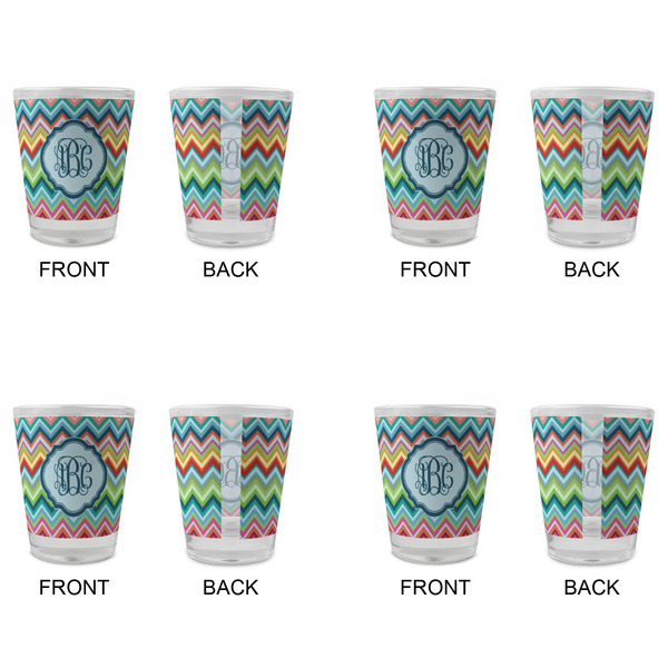 Retro Chevron Monogram Glass Shot Glass - Standard - Set of 4 - APPROVAL