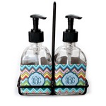 Retro Chevron Monogram Glass Soap & Lotion Bottles