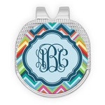 Retro Chevron Monogram Golf Ball Marker - Hat Clip - Silver