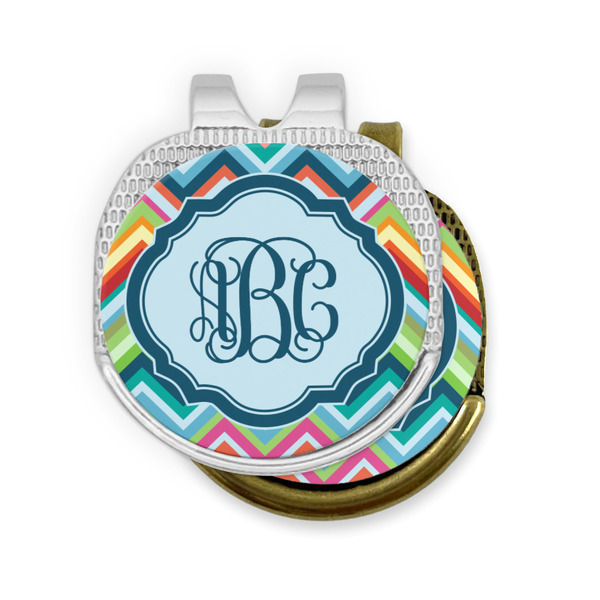 Retro Chevron Monogram Golf Ball Marker Hat Clip - PARENT/MAIN