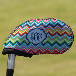 Retro Chevron Monogram Golf Club Iron Cover