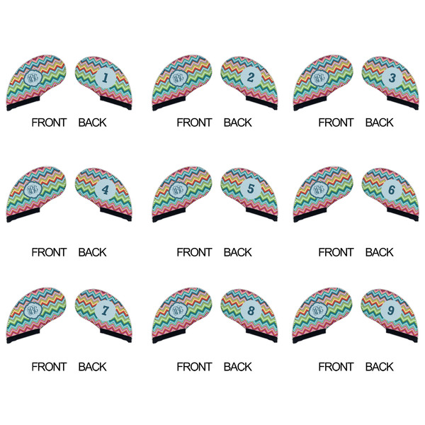 Retro Chevron Monogram Golf Club Covers - APPROVAL (set of 9)