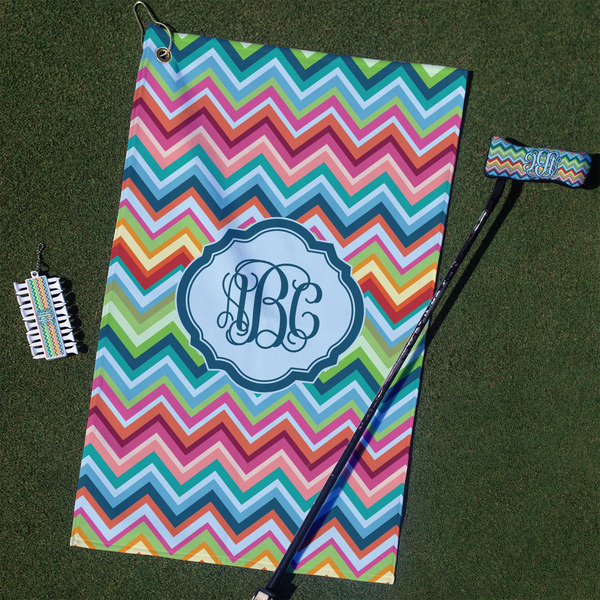Custom Retro Chevron Monogram Golf Towel Gift Set (Personalized)
