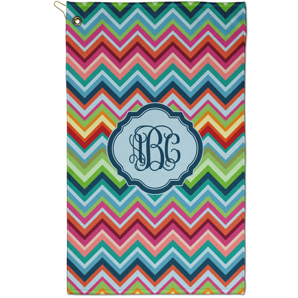 Custom Retro Chevron Monogram Golf Towel - Poly-Cotton Blend - Small